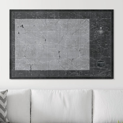 Push Pin Wyoming Map (Pin Board) - Modern Slate CM Pin Board