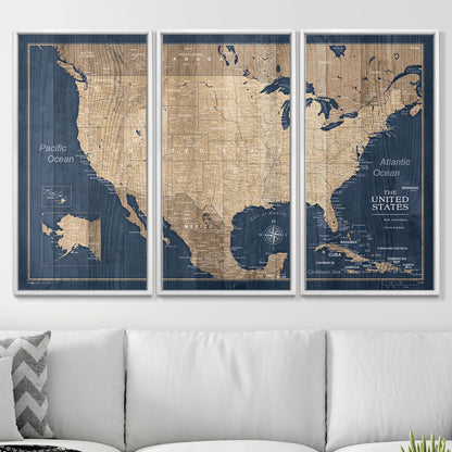 Push Pin USA Map (Pin Board) - Deep-Sea Drift CM Pin Board