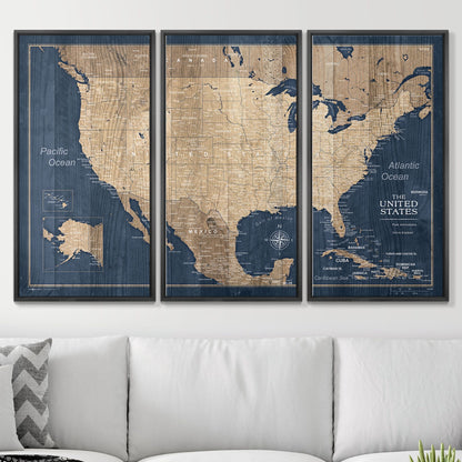 Push Pin USA Map (Pin Board) - Deep-Sea Drift CM Pin Board
