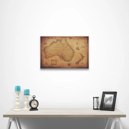 Australia Map Poster - Golden Aged CM Poster