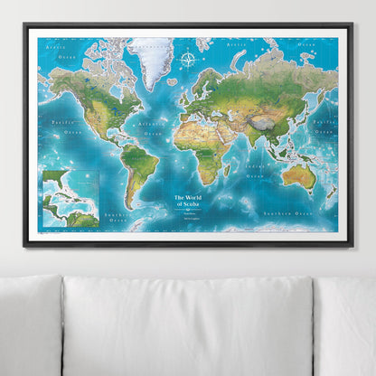 Push Pin Scuba World Map (Pin Board) - Archipelago CM Pin Board