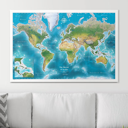 Push Pin Scuba World Map (Pin Board) - Archipelago CM Pin Board