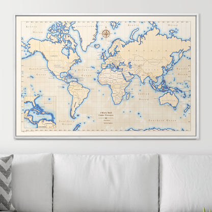 Push Pin Scuba World Map (Pin Board) - Islander CM Pin Board