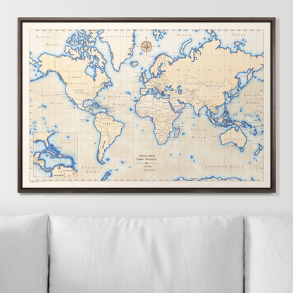 Push Pin Scuba World Map (Pin Board) - Islander CM Pin Board