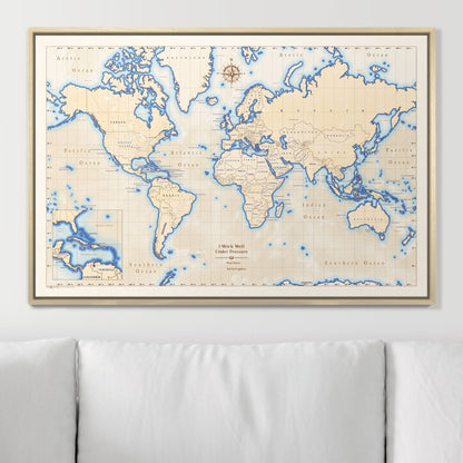 Push Pin Scuba World Map (Pin Board) - Islander CM Pin Board