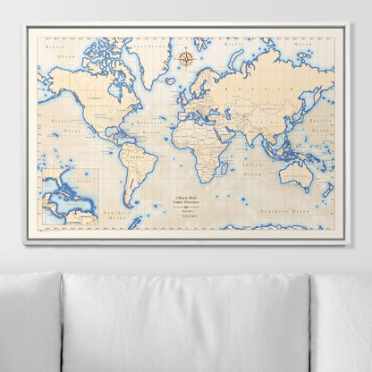 Push Pin Scuba World Map (Pin Board) - Islander CM Pin Board