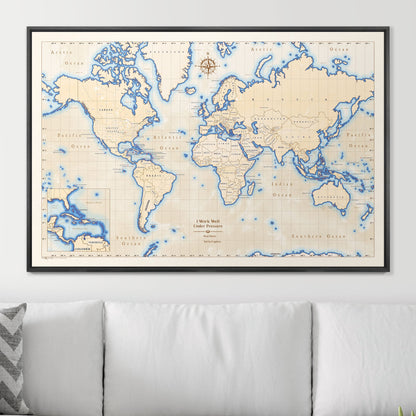 Push Pin Scuba World Map (Pin Board) - Islander CM Pin Board