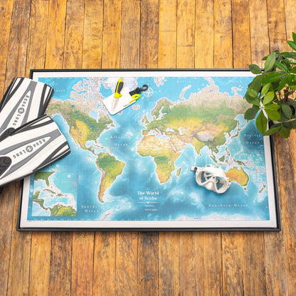 Push Pin Scuba World Map (Pin Board) - Natty Ocean CM Pin Board