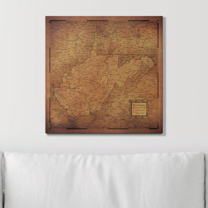 Push Pin West Virginia Map (Pin Board) - Golden Aged CM Pin Board