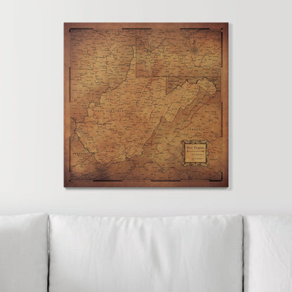 Push Pin West Virginia Map (Pin Board) - Golden Aged CM Pin Board