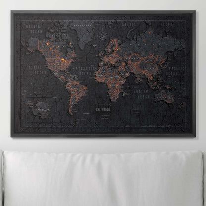 Push Pin World Map (Pin Board) - Obsidian Inferno CM Pin Board