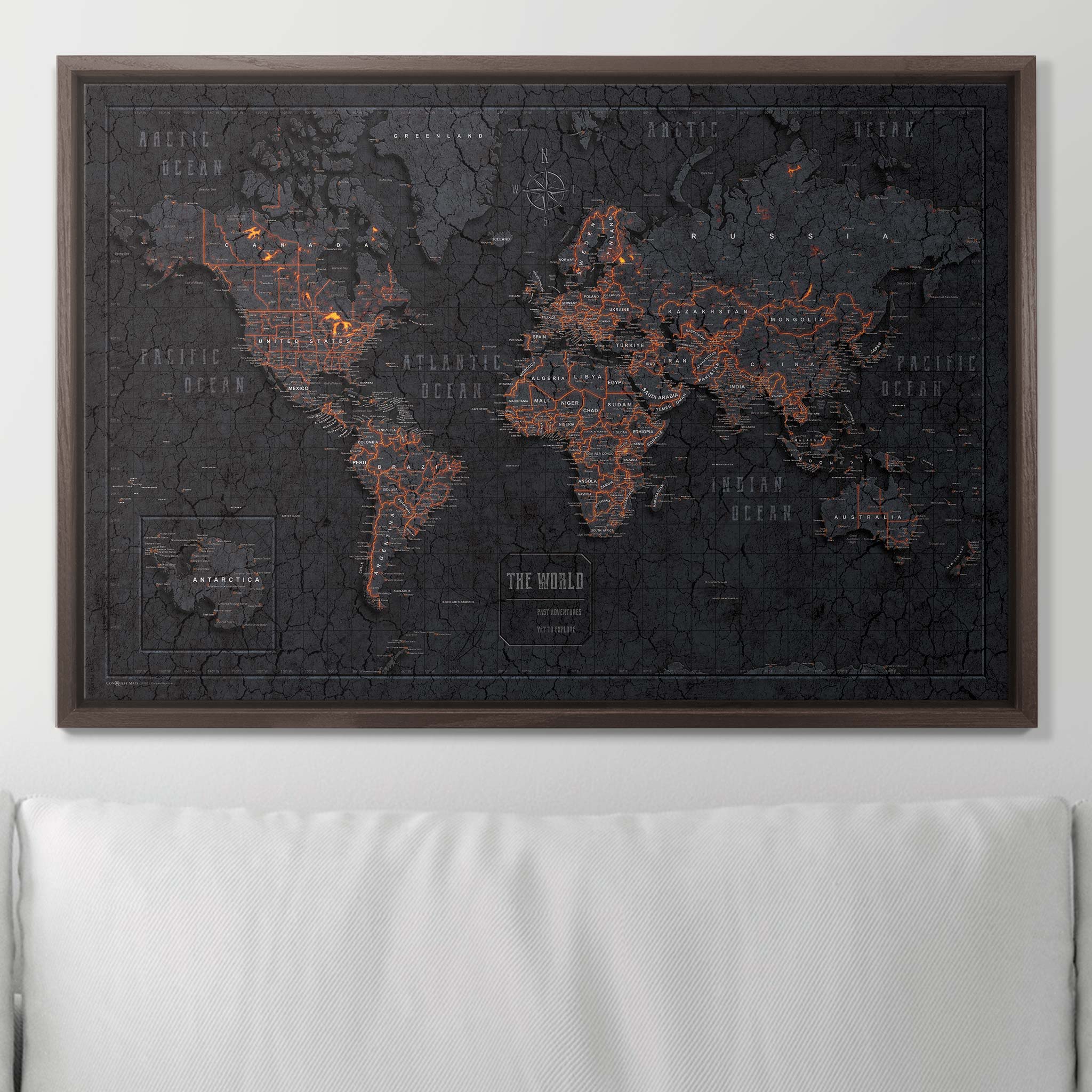 Push Pin World Map (Pin Board) - Obsidian Inferno CM Pin Board