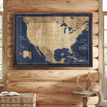 Push Pin USA Map (Pin Board) - Deep-Sea Drift